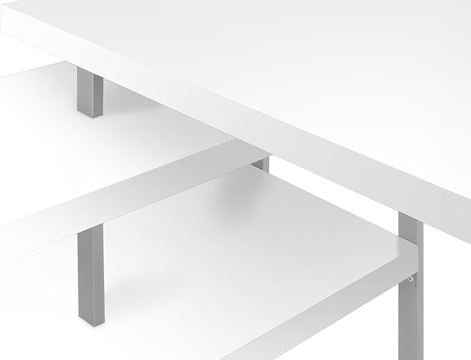Monarch Specialties I 7585 Computer Desk Home Office Corner Left Right Set-up Storage Shelves 60 L L Shape Work Laptop Metal Laminate White Grey