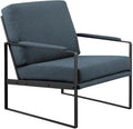 Walker Edison Ezra Contemporary Minimalist Metal-Arm Accent Chair 32 Inch Indigo Blue/Black