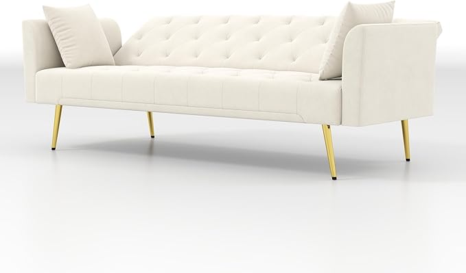KEIKI 72 2Seat Velvet Sofa Couch for Cozy Cottage Small Space Style Conscious Traditional Families Warm Inviting Comfy Supportive Rest Space Elegant Premium Premium Design Beige