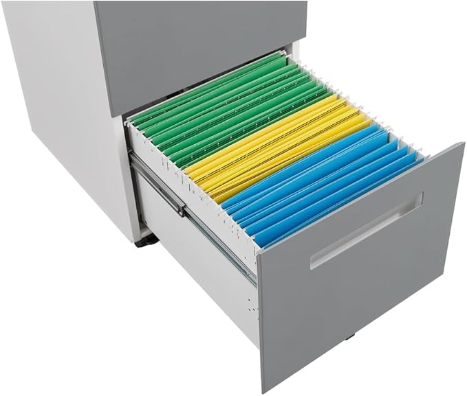 3-Drawer Mobile Filing Cabinet with Lock Metal Filing Cabinet to be Installation Required (2 Drawer Grey + Metal)