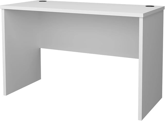 White Minimalist Home Office Work Desk with Cable Management