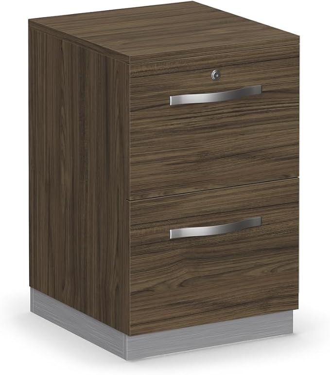 NBF 18 - 2 Drawer Lateral File Cabinet - Boardwalk Walnut Laminate Top with Locking Drawer &amp Secure File Storage - Wooden Filing Cabinet Ideal for Home Office