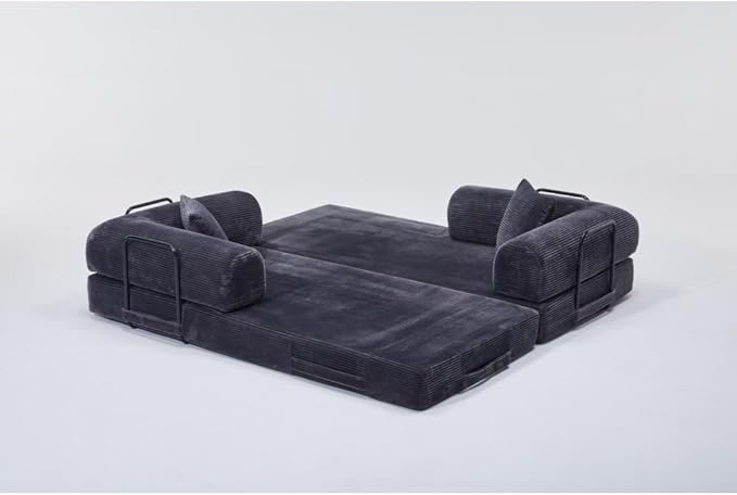74 Compression Sofa Convertible Floor Sofa Bed with Pillow Back Support ArmrestComfy Futon Couch Sleeper BedLoveseats Boneless for Living RoomBedroom (Antique Grey)