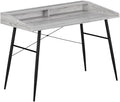 Pemberly Row 47.25 Wood Computer Desk with Small Hutch Gray Finish Mid-Century Modern Style Metal Base with Black Legs Compact Laptop or Writing Table for Home Office or Bedroom