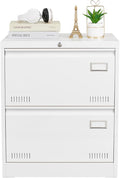 Metal Lateral File Cabinet with 2 Drawers Office Filing Storage Locking Cabinet for Home Office Heavy Duty Office Storage Cabinet for Legal/Letter/A4/F4 Size (Require Assembly) (White)