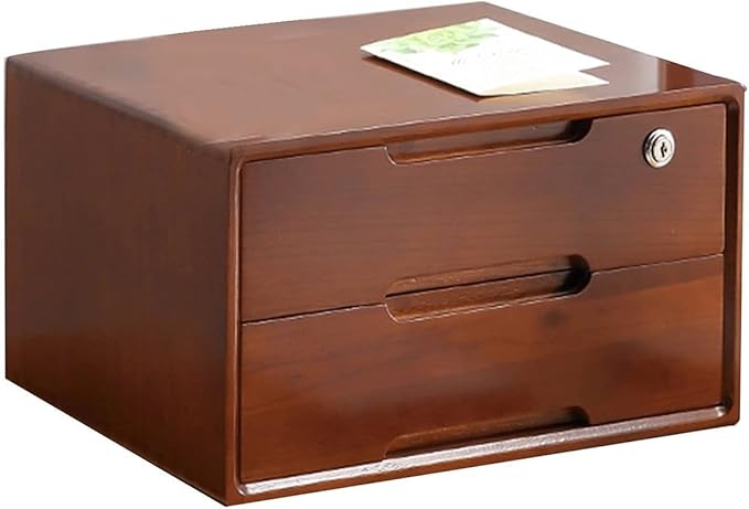 Desktop Storage Box With Drawers - Desktop File Cabinet Organizers Desktop Storage Box With Drawers Wooden Drawer Box 2/3/4 Tier With Lock File Cabinet Storage Desktop Drawer Cabinet ( 2 Drawer)