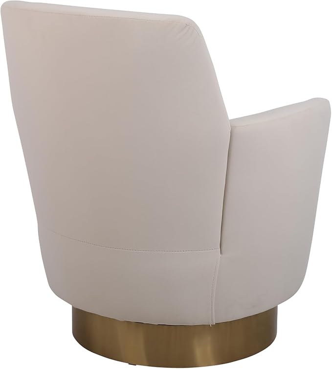 Velvet Swivel Barrel Chair Armchair for Living Room Reading Chairs for Bedroom Comfy Round Barrel Chairs with Gold Stainless Steel Base for Living Room Bedroom Reading Room (Beige)