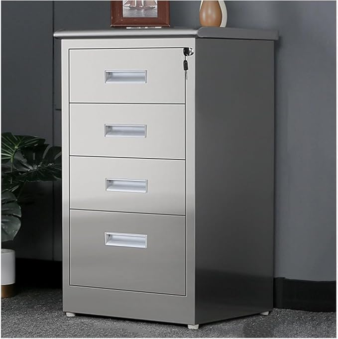 Stainless Steel File Cabinet with Lock Under Desk Mobile File Cabinet for Home Office Garage Tool Chest Cabinet Metal Medicine Cabinet for Warehouse/Repair Shop/Home (Size:4 Drawers)