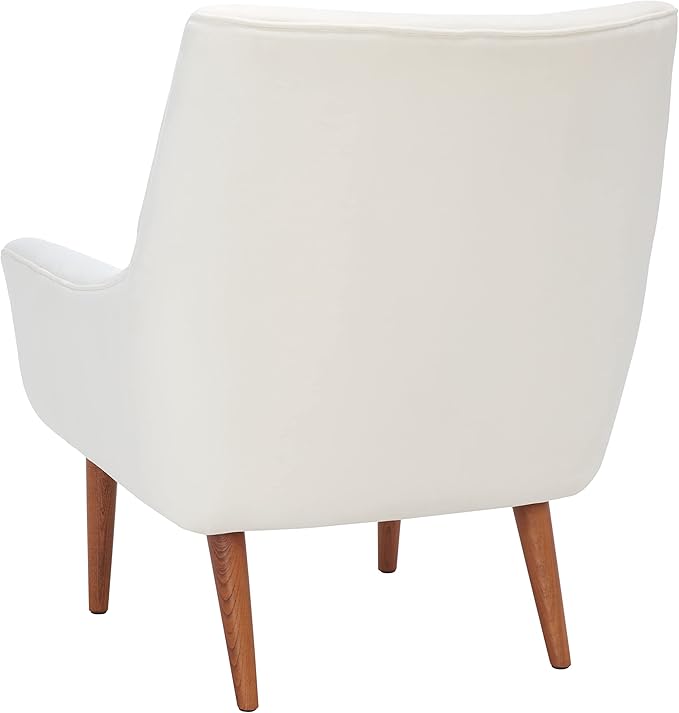 SAFAVIEH Home Collection Amina Mid-Century Modern Cream Velvet Accent Chair