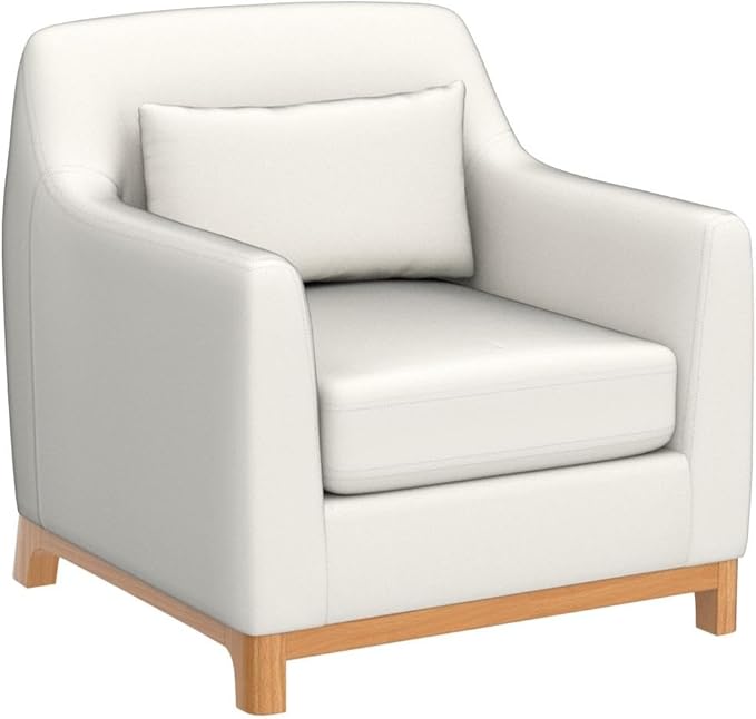 Extra Deep Accent Chair Fabric Upholstered Comfy Reading Armchair for Living Room Bedroom Single Seat Sofa Chair with Wood Base Velvet Beige