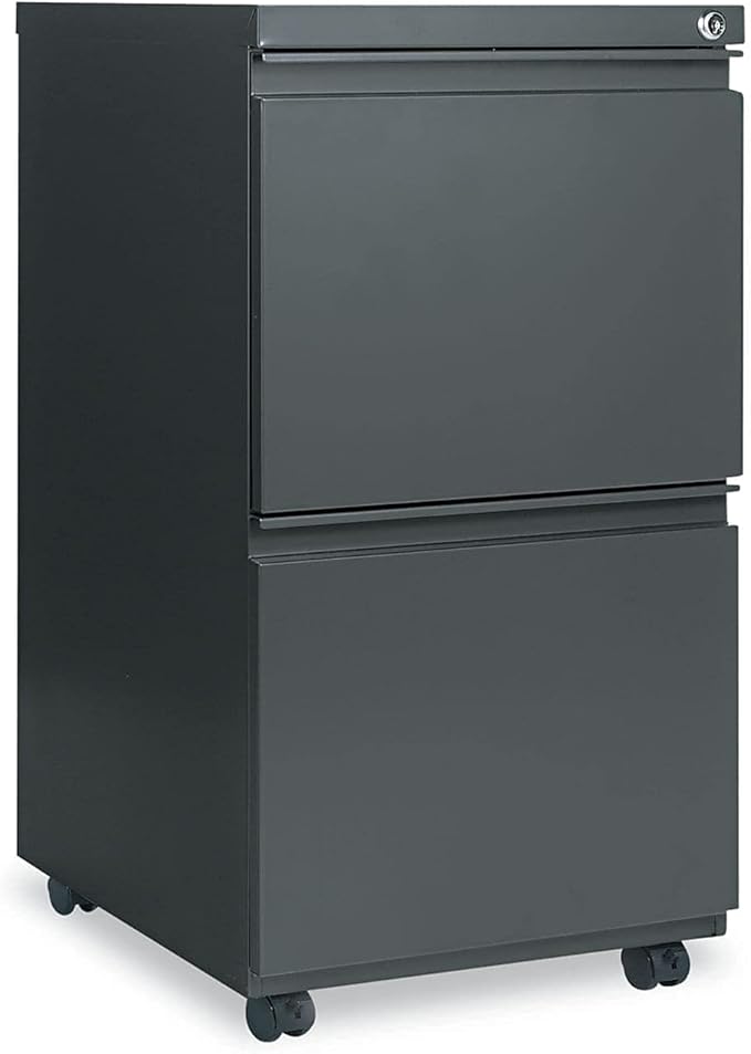 Alera PBFFCH Two-Drawer Metal Pedestal File w/Full-Length Pull 14 7/8w x 19 1/8d Charcoal