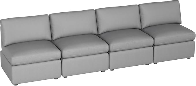PayLessHere Sectional Couch 4 Seat Sofa Set Convertible Sofa Modular Sectional Sofa Couch for Living Room Bedroom Office Light Gray