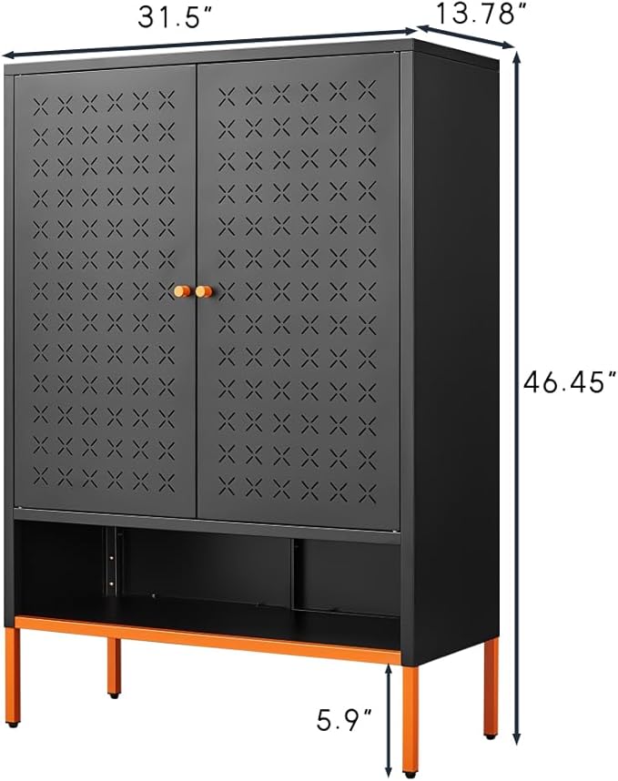 Suitable for Steel Storage cabinets in Living Rooms Kitchens and bedrooms and Office File Cabinet 2 Movable partitions (Hua-Black)