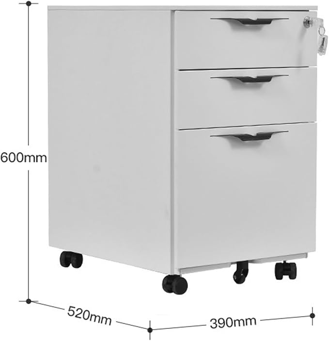 Filing Cabinets for Home Office 3 Drawer File Cabinet Rolling File Cabinet for Letter File Anti-tilt Design Office Drawer Cabinet Under with Lock Space-Saving