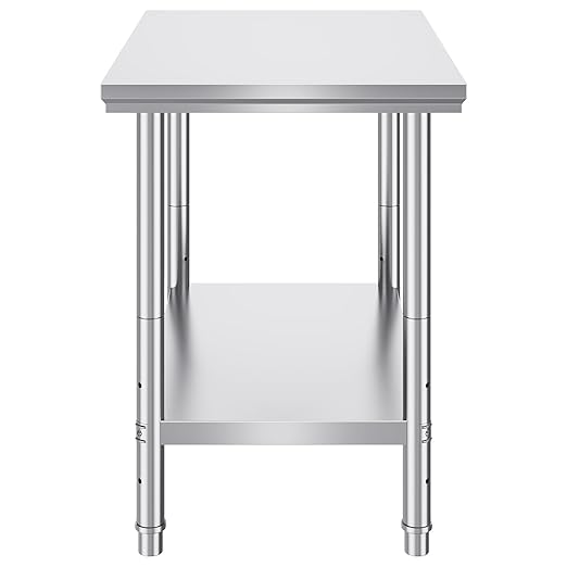 Vevor Stainless Steel 900x600x800 mm Commercial Kitchen Prep &amp Heavy Duty Metal Work Table with Adjustable Feet for Restaurant Home and Hotel : Industrial &amp Scientific