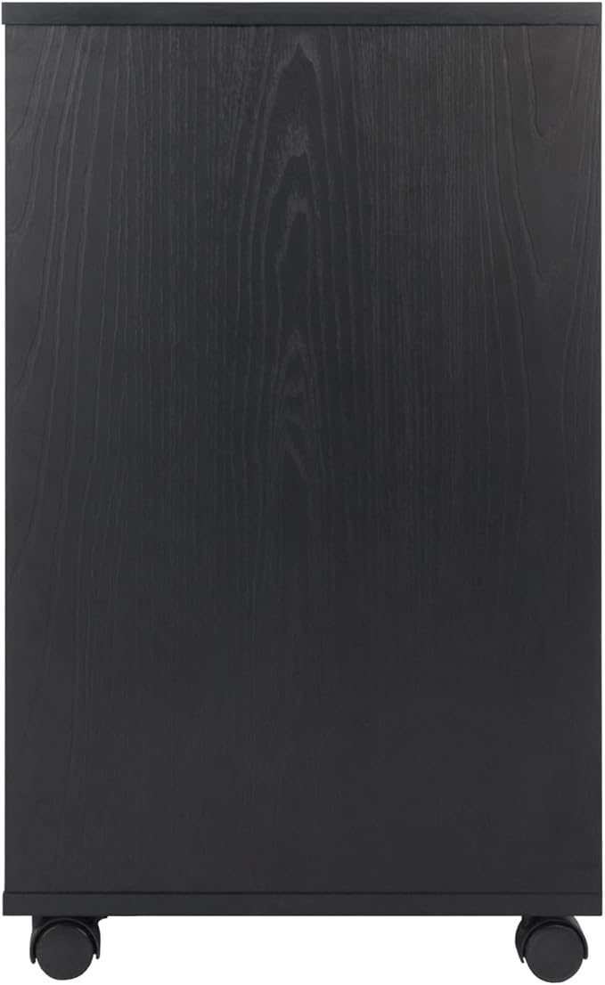 Mobile Filing Cabinet - 2 Section Rolling Storage Cabinet with Lock - Black Office File Organizer
