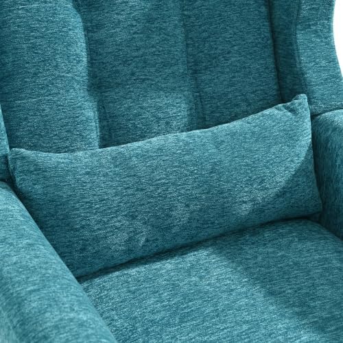 Modern Side Chair Square Shape Chenille Arm Chair Comfy Soft Padded Lounge Chair for Living Room Bedroom Home Office Kitchen(Teal)