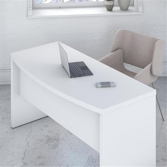 Bush Business Furniture Bow Front Desk with Wire Management | Echo Collection Office Computer Table for Home Office with Quick-to-Assemble Hardware | 60Wx28Lx30H