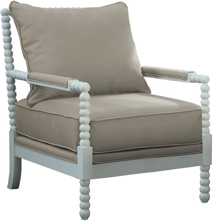 Best Master Furniture HL32 West Palm Solid Wood Living Room Accent Chair in Beige/White