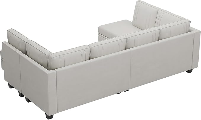 Belffin Sectional Couch with Storage Ottoman Convertible U-Shape Sectional Couch for Living Room Beige