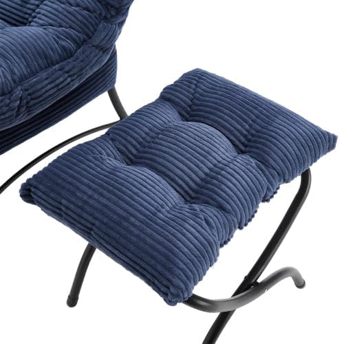 Bellemave Lazy Chair with Ottoman Lounge Accent Chair with Armrests and Side Pocket Leisure Upholstered Sofa Chairs with Footrest for Small Space Reading Chairs for Living Room Bedroom (Navy Blue)