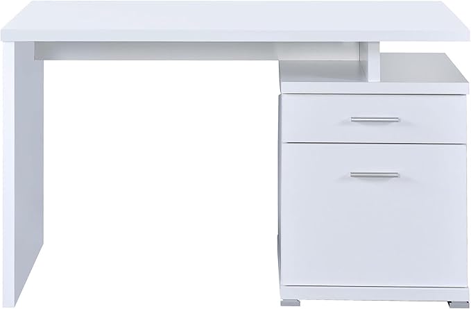 White 2-Drawer Reversible Office Desk