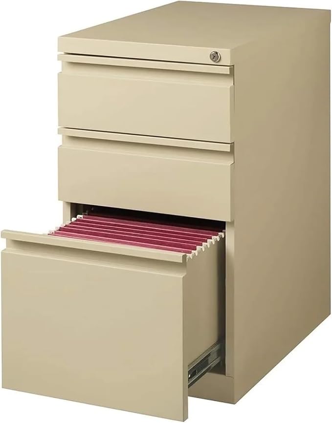 Mobile File Cabinet 3-Drawer Mobile Pedestal File Cabinet Putty (20-Inch)