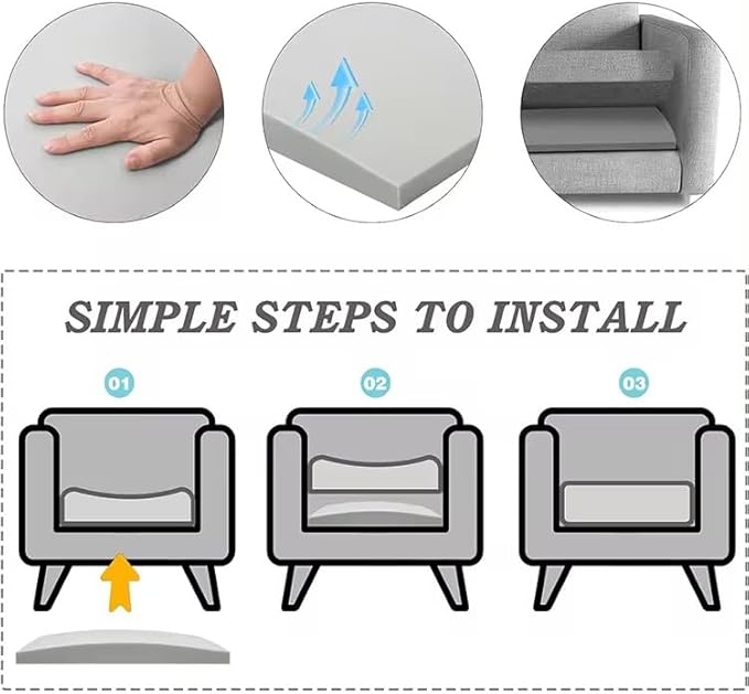 AK TRADING CO. Furniture Seat Support - High-Density (1.8 Density 44-ILD) - White Foam Couch Sofa Cushion Support Cushion Sag Repair Replacement for Sofa Couch Loveseat Chair (24 x 24 (3Pack))