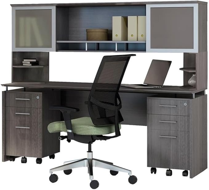 Scranton &amp Co File Cabinet with 2 Drawers &amp 1 Lock Rolling Mobile and Portable File Cabinet with Wheels for Documents A4/Letter/Legal(Grey)