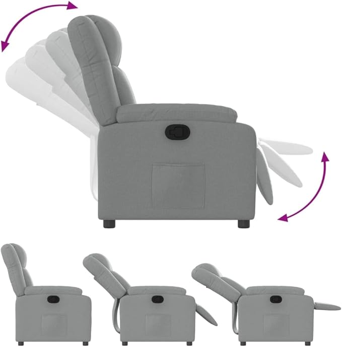 Fabic Recliner Sofa Chair for Adult Home Theater Sleeper Seating Single Sofa Home Theater Seating Comfy Living Room Single Sofa Chair Light Gray Fabric-29