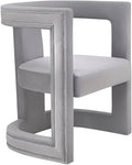 Pemberly Row Modern Gray Velvet Accent Chair 31 H x 26 W x 23.4 D Birch Frame Sculpted Design Handmade Living Room Seating Sumptuous Upholstery Contemporary Style for Home Decor
