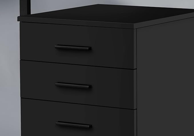 24 H Black Mobile Filing Cabinet with 3 Drawers 5 Wheels Rectangular Portable Filing Cabinet Traditional for Office Study Room