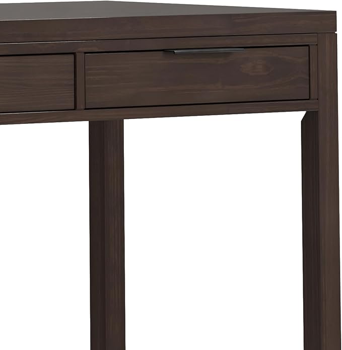 SIMPLIHOME Hollander Desk - 72 Inch Wide Solid Wood Writing Desk in Warm Walnut Brown Contemporary Modern Home Office Computer Table for Study with 2 Drawers and Flip-Down Keyboard Tray