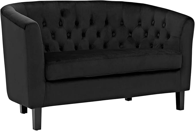 Modway Prospect Velvet Upholstered Contemporary Modern Loveseat In Black