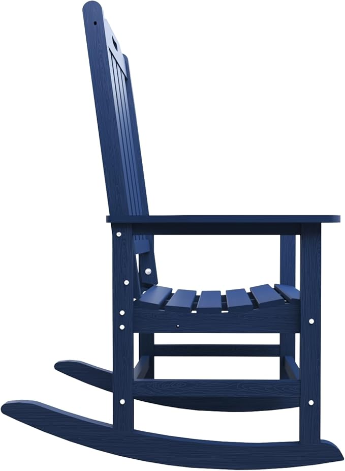 Oversized Rocking Chair Outdoor Rocking Chair for Adults All Weather Resistant Porch Rocker for Lawn Garden Navy Blue