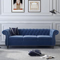 AVZEAR 3 seat Sofa Velvet Living Room Large Sofa Modern Chesterfield Fabric Modern 3 Seater Couch Furniture Classic Tufted Chesterfield Settee Sofa Blue