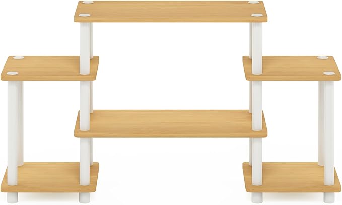 Furinno Turn-N-Tube No Tools Entertainment TV Stands Beech/White Square Corner