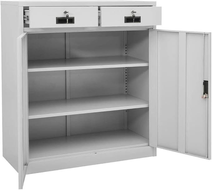 Office CabinetStorage Cabinet Steel Office Storage File Cabinet Storage Cabinet for Home Office Garage for Bedroom Living Room Light Gray 35.4x15.7x40.2 Steel