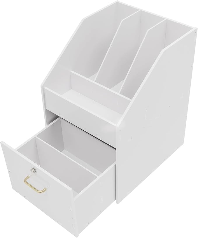 Mobile File Cabinet with Lock Drawer Rolling File Organizer with 3 Open Compartments Under Desk Rolling File Holder for Home Office