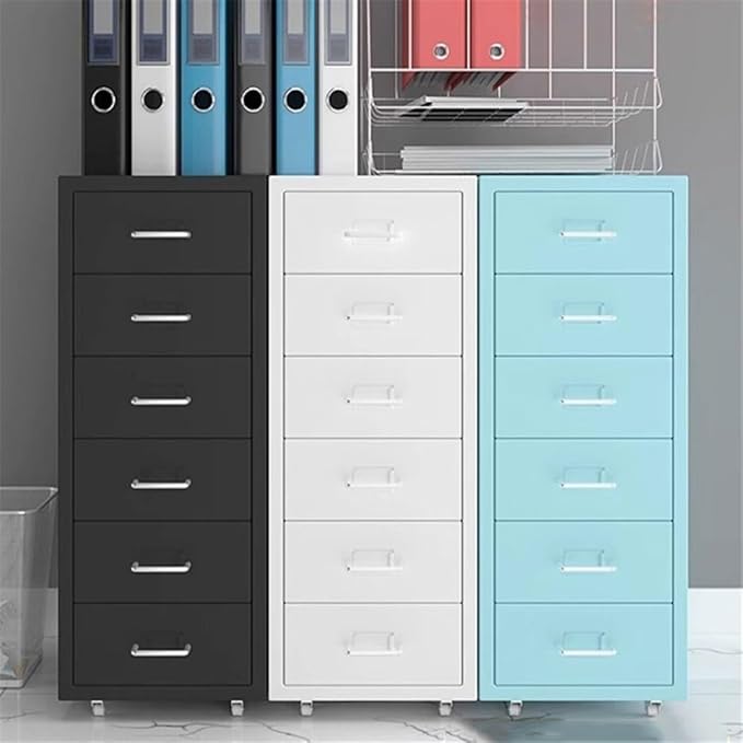 Office Storage File Cabinet Thickened Cold-Rolled Steel Chest of Drawers 6 Layers of Large-Capacity Storage Cabinets Office File Cabinets Multifunctional Data OrganizingWhite