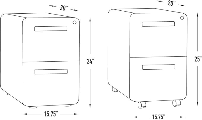 Mobile File Cabinets 2 Drawer Mobile File Cabinet with Lock - Under Desk Metal Filing Legal/Letter Folders Wheels and Stati