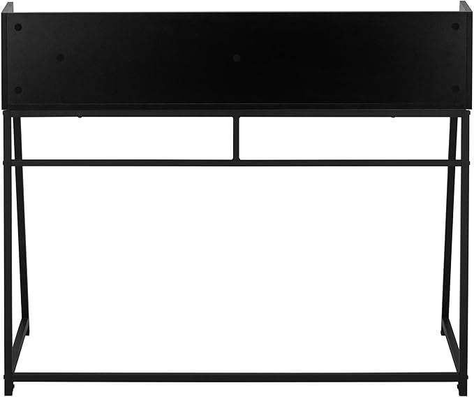 Computer Desk Home Office Laptop Storage Shelves 48 l Work Black Laminate Black Metal Contemporary Modern