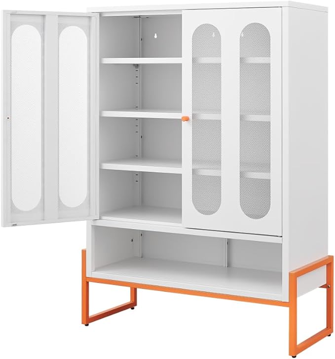 Suitable for Steel Storage cabinets in Living Rooms Kitchens and bedrooms and Office File Cabinet 2 Movable partitions (WG-White)