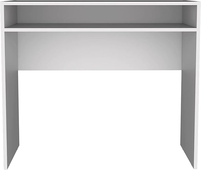 Penau White Desk with Storage Modern Melamine Office Desk Built-in Keyboard Space Ideal for Home Office 40.16 Inchs Wide Durable Minimalist Design