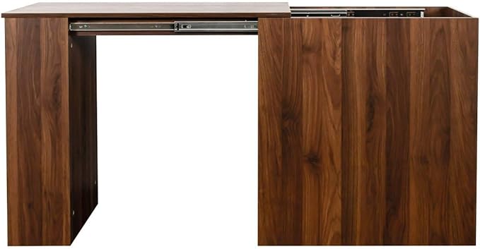 Computer Desk with Storage Drawers Modern Corner Workstation with Extendable Table Walnut Writing Desk for Small Spaces Home Office Folding Table with Cabinet