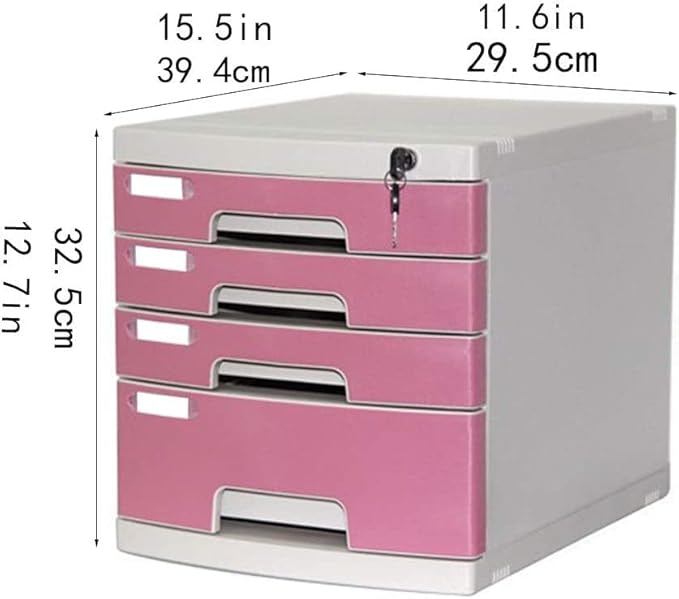 File Cabinets Lockable Filing Cabinet 4 Drawers Desktop Office File Classification Storage Storage Box - Pink