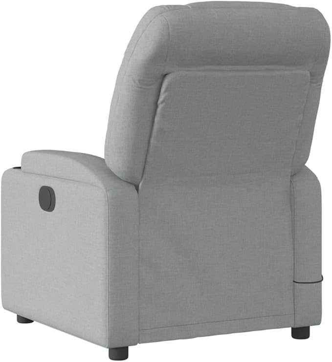 vidaXL Light Grey Fabric Massage Recliner Chair with Adjustable Armrests Built-in Functionality Perfect for Living Rooms and TV Watching