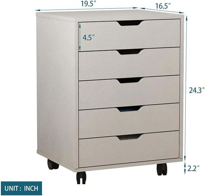 GLigeT Filing Cabinet 5 Drawer File Cabinet Office Pulley Movable File Cabinet Wooden Drawer Cabinet Office Storage Cabinet Low Cabinet File Storage Cabinets