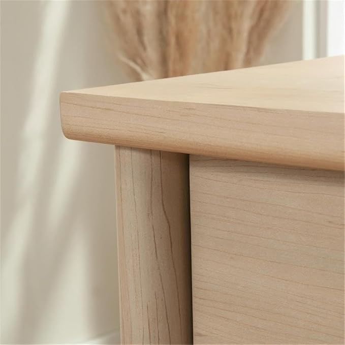 Pemberly Row Contemporary Engineered Wood Desk Natural Maple Finish 3 Drawers with File Storage Adjustable Shelf 2 Cord Pass-Throughs BIFMA Certified Home Office Computer Desk Versatile