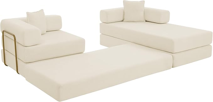 Eafurn L Shaped Convertible Sleeper Sofa Bed King Size Sleeper Sofabed 7-in-1 DIY Combination Corduroy Folding Mattress Couch with Fixed-Shape Frame Boneless Floor Sofa Couch